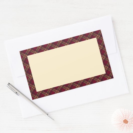 STICKER RECTANGULAIRE タータンチェック(ワインレッド)        (Enveloppe)