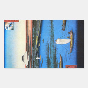 Sticker Rectangulaire 帆 掛 け 舟 と 富 士, Voilier  & Mont Fuji, Hiroshige