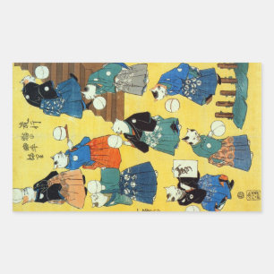 Sticker Rectangulaire 猫 の 曲 師, 国 芳 Acrobat des Chats, Kuniyoshi, Ukiyo-e