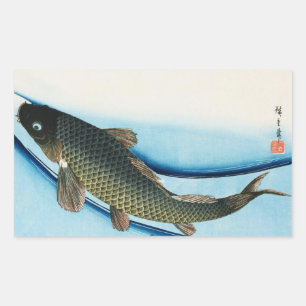 Sticker Rectangulaire 鯉, 広 Carpe 重, Hiroshige, Ukiyoe