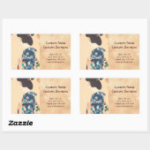 Sticker Rectangulaire 100 Figures de Beautés portant Takasago Kimonos (Feuille)