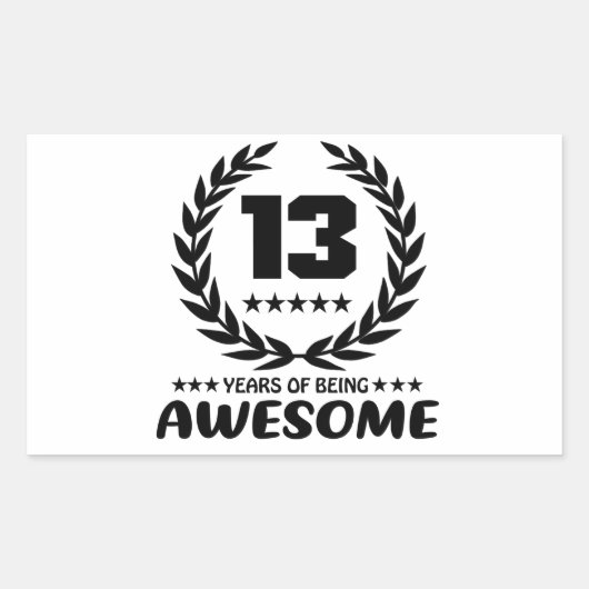 Sticker Rectangulaire 13 ans d'être génial (Devant)