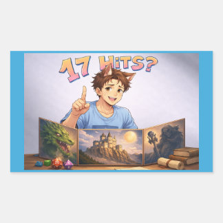 Sticker Rectangulaire 17 HITS? Funny RPG Anime T-Shirt | Dungeon Master 