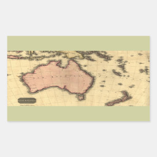 Sticker Rectangulaire 1818 carte de l'Autralasie - Australie, Nouvelle