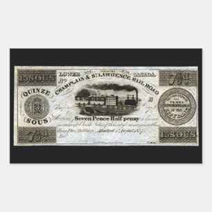 Sticker Rectangulaire 1837 Monnaie ferroviaire canadienne