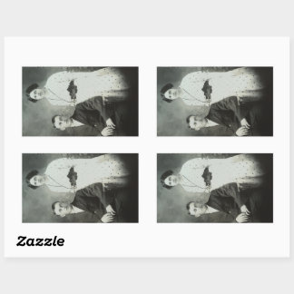 Sticker Rectangulaire 1914 M. & Mme Hill RPPC B&W Photo Couple Image