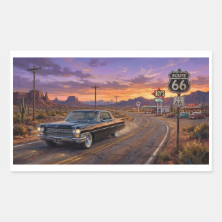 Sticker Rectangulaire 1964 Cadillac sur la route 66