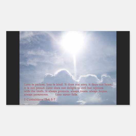 Sticker Rectangulaire 1 Corinthiens 13:4 6-7 Nuages (Devant)