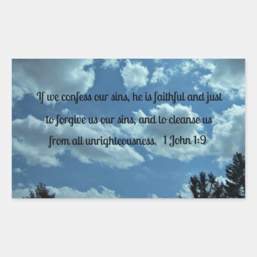 Sticker Rectangulaire 1 Jean 1:9 (Devant)