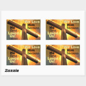 Sticker Rectangulaire 1 Jean 4:19 Nous L'aimons parce qu'Il nous aimait  (Feuille)
