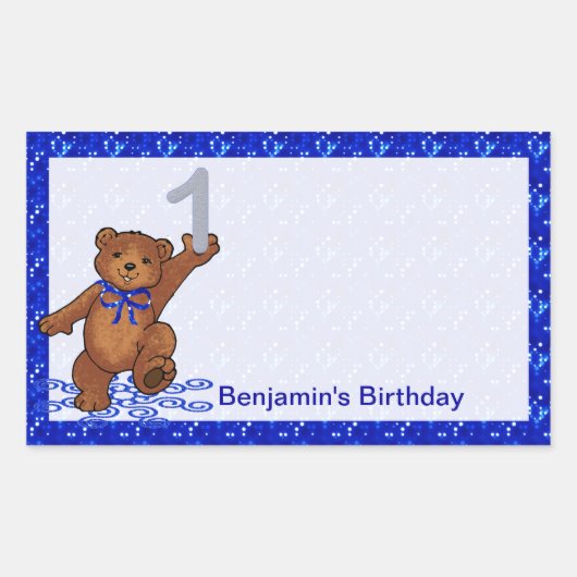 Sticker Rectangulaire 1er anniversaire Dancing Bear Scrapbook (Devant)