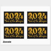 STICKER RECTANGULAIRE 2024 ANNÉE DU DRAGON OR (Feuille)
