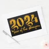STICKER RECTANGULAIRE 2024 ANNÉE DU DRAGON OR (Enveloppe)