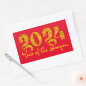 STICKER RECTANGULAIRE 2024 ANNÉE DU DRAGON OR (Enveloppe)