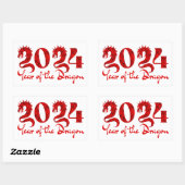 STICKER RECTANGULAIRE 2024 ANNÉE DU DRAGON ROUGE (Feuille)