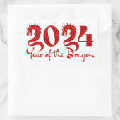 STICKER RECTANGULAIRE 2024 ANNÉE DU DRAGON ROUGE (Sac)