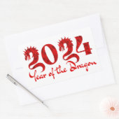 STICKER RECTANGULAIRE 2024 ANNÉE DU DRAGON ROUGE (Enveloppe)