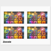 Sticker Rectangulaire 2026, Happy New Year Celebration, (Feuille)