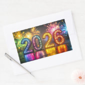 Sticker Rectangulaire 2026, Happy New Year Celebration, (Enveloppe)