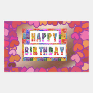Sticker Rectangulaire 25 Art Décoratif Joyeux JEUX ANNIVERSAIRE