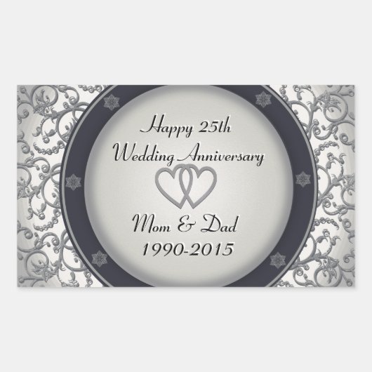 Sticker Rectangulaire 25e anniversaire du Mariage d'argent (Devant)