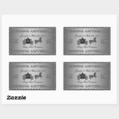 Sticker Rectangulaire 25e anniversaire Mariage-Mariage cheval et transpo (Feuille)