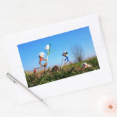 Sticker Rectangulaire 2 Fubby qui plantent une sphère de crocus. (Enveloppe)