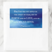 Sticker Rectangulaire 2 Timothy 1:7 For God has not given.... (Sac)