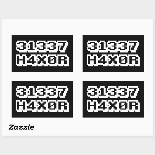 STICKER RECTANGULAIRE 31337 H4X0R (Feuille)