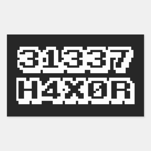 STICKER RECTANGULAIRE 31337 H4X0R (Devant)