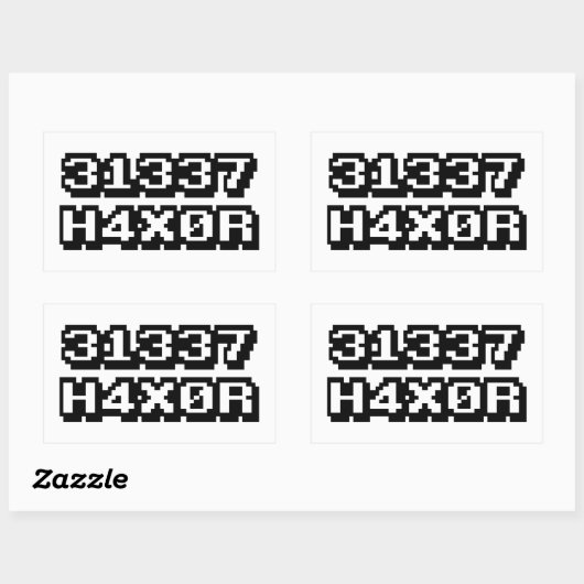 STICKER RECTANGULAIRE 31337 H4X0R (Feuille)