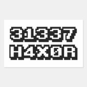 STICKER RECTANGULAIRE 31337 H4X0R (Devant)