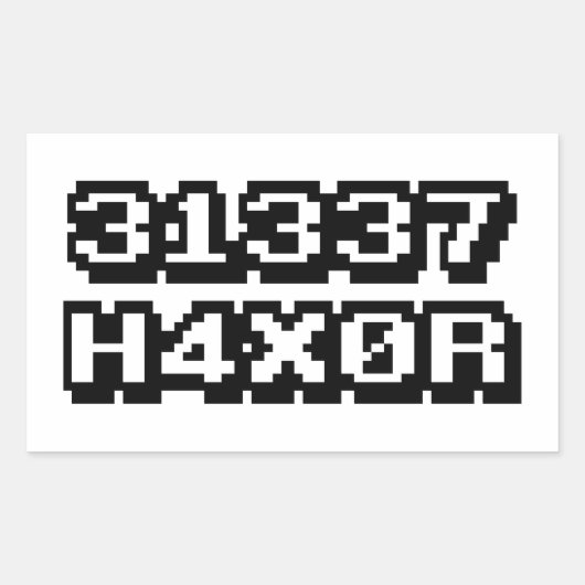 STICKER RECTANGULAIRE 31337 H4X0R (Devant)
