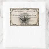 Sticker Rectangulaire 400 Livres Révolution française Assignat Note banc (Sac)