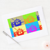 Sticker Rectangulaire 4 Couleur Pop Art Lady Liberty (Enveloppe)