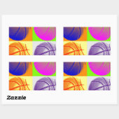 Sticker Rectangulaire 4 couleurs Pop Art Basketball (Feuille)