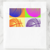 Sticker Rectangulaire 4 couleurs Pop Art Basketball (Sac)