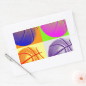 Sticker Rectangulaire 4 couleurs Pop Art Basketball (Enveloppe)
