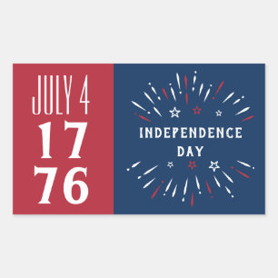Sticker Rectangulaire 4 juillet 1776 Amérique USA Feu d'artifice de l'In