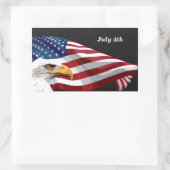 Sticker Rectangulaire 4 juillet American Flag and Eagle (Sac)