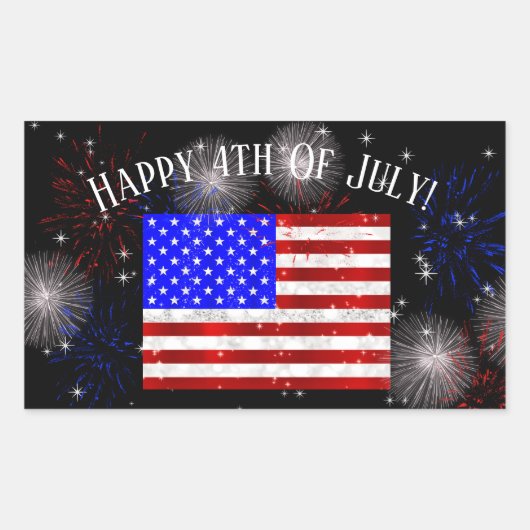 Sticker Rectangulaire 4 juillet Fête - Drapeau américain (Devant)