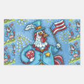 Sticker Rectangulaire 4 juillet ROOSTER, FUNNY PATRIOTIC POULET (Devant)