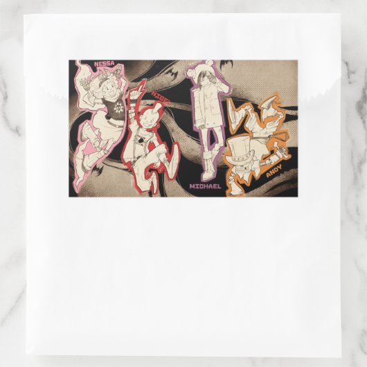 Sticker Rectangulaire 4 Petits monstres - Groupe (Sac)