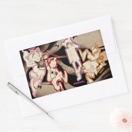 Sticker Rectangulaire 4 Petits monstres - Groupe (Enveloppe)