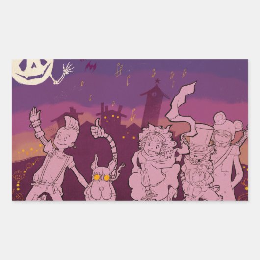 Sticker Rectangulaire 4 Petits monstres - Musique nocturne (Devant)