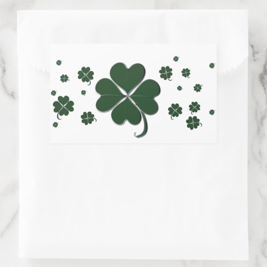 Sticker Rectangulaire 4 Shamrock de trèfle de la feuille St. Patrick's D (Sac)