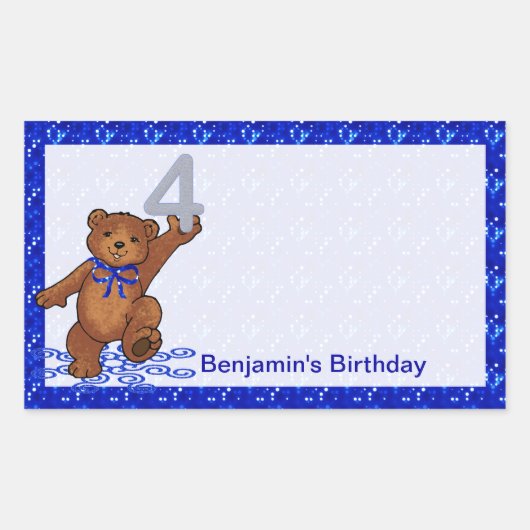 Sticker Rectangulaire 4e anniversaire Dancing Bear Scrapbook (Devant)