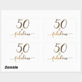 Sticker Rectangulaire "50 & Fabulous" Faux Gold, v4 Anniversaire Cheer (Feuille)