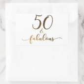 Sticker Rectangulaire "50 & Fabulous" Faux Gold, v4 Anniversaire Cheer (Sac)