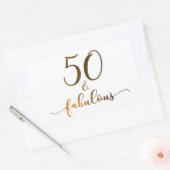 Sticker Rectangulaire "50 & Fabulous" Faux Gold, v4 Anniversaire Cheer (Enveloppe)